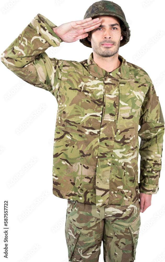 Portrait of confident military soldier saluting Portrait of confident military soldier saluting