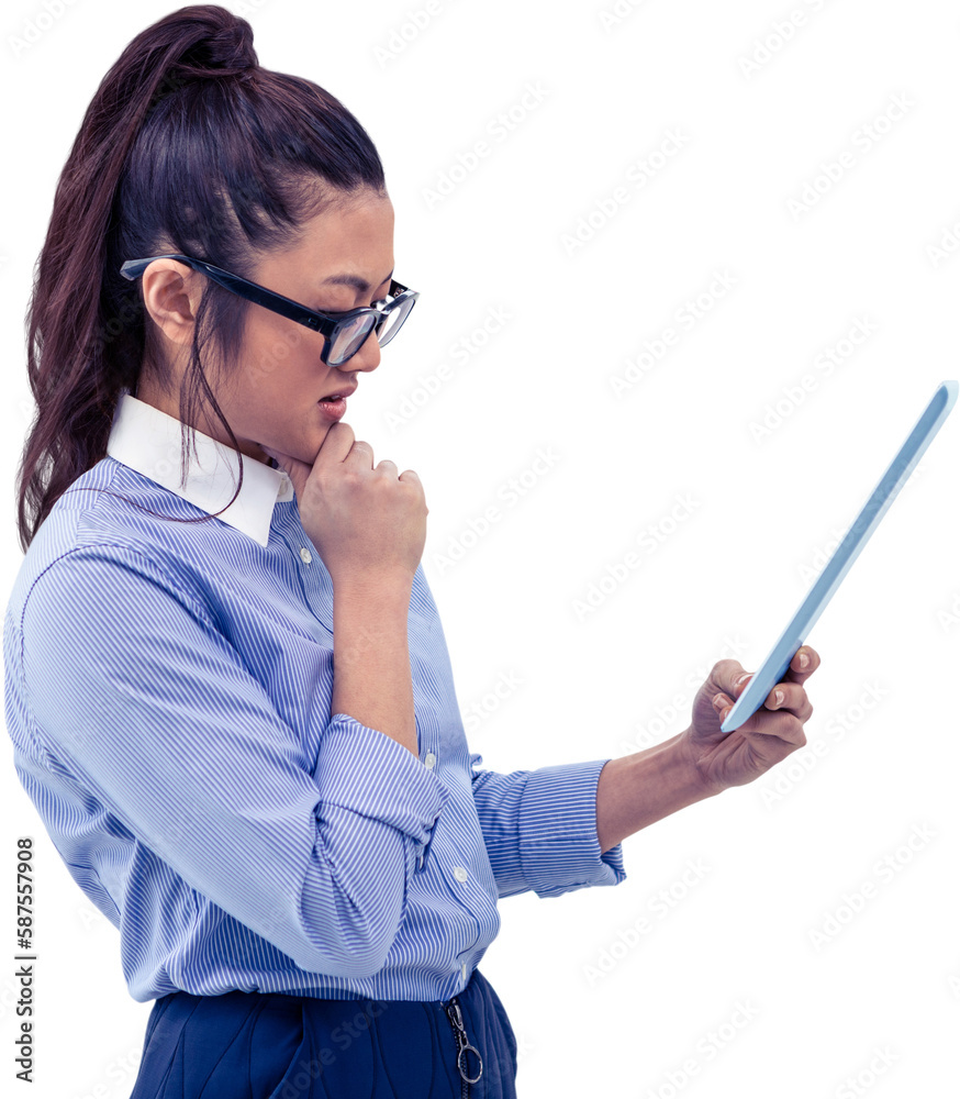 Asian businesswoman using tablet