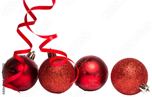 Four red christmas ball decorations