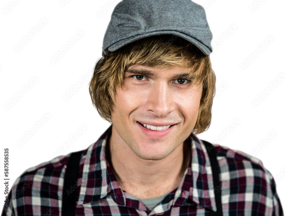 Smiling blond hipster staring at camera Smiling blond hipster staring at camera