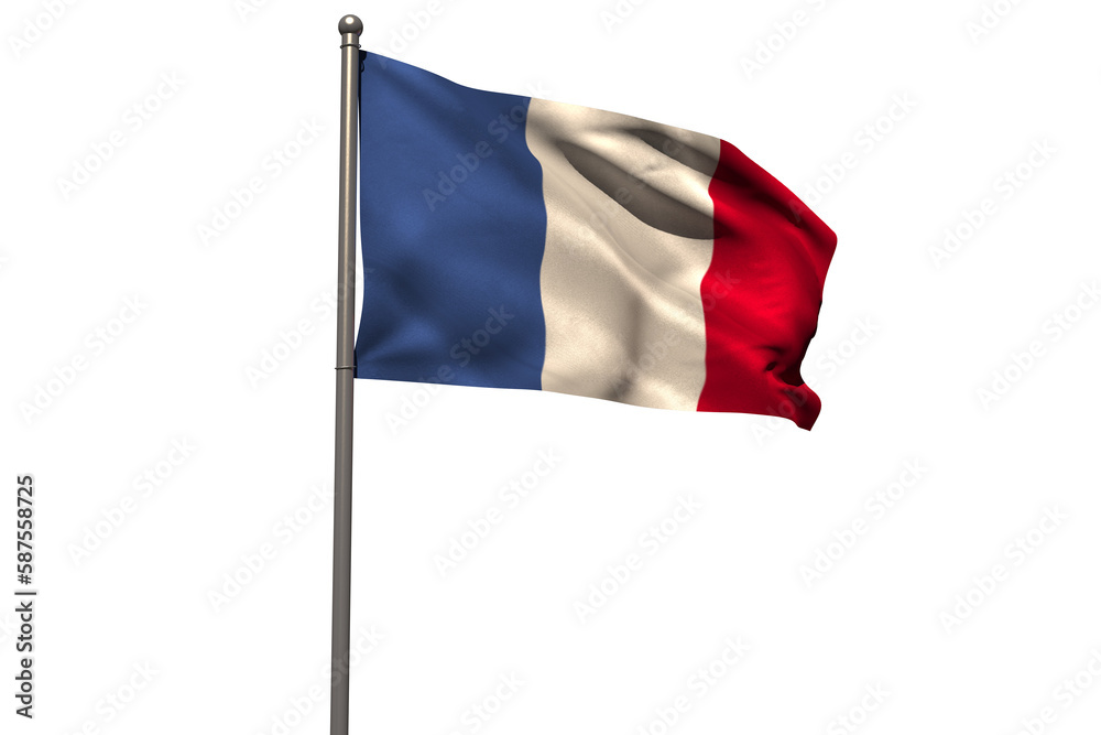 Pole with waving flag of France Pole with waving flag of France