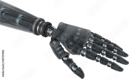 Close up of metal robotic arm