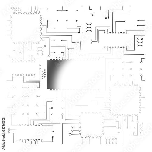 Circuit board against white background