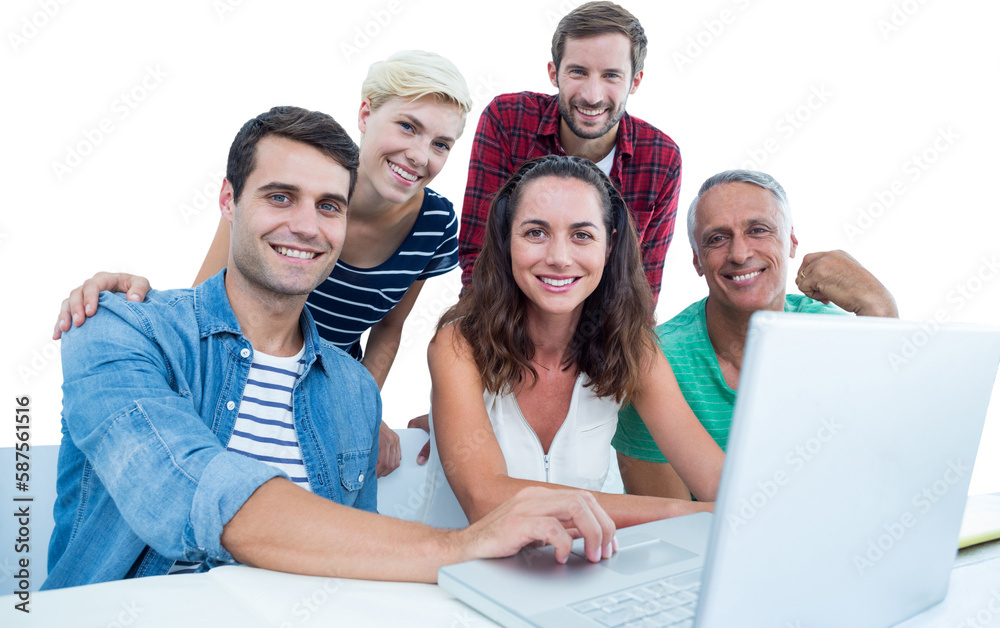 Creative business team using laptop in meeting Creative business team using laptop in meeting
