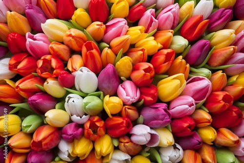 colorful tulips in a market