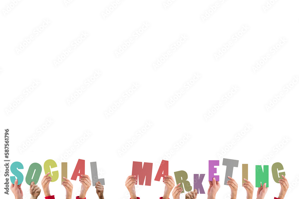 Hands holding up social marketing Hands holding up social marketing