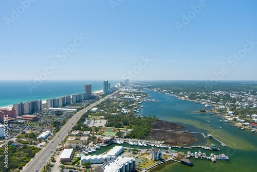 Aerial view of Orange Beach  Alabama on a sunny March Day in 2023