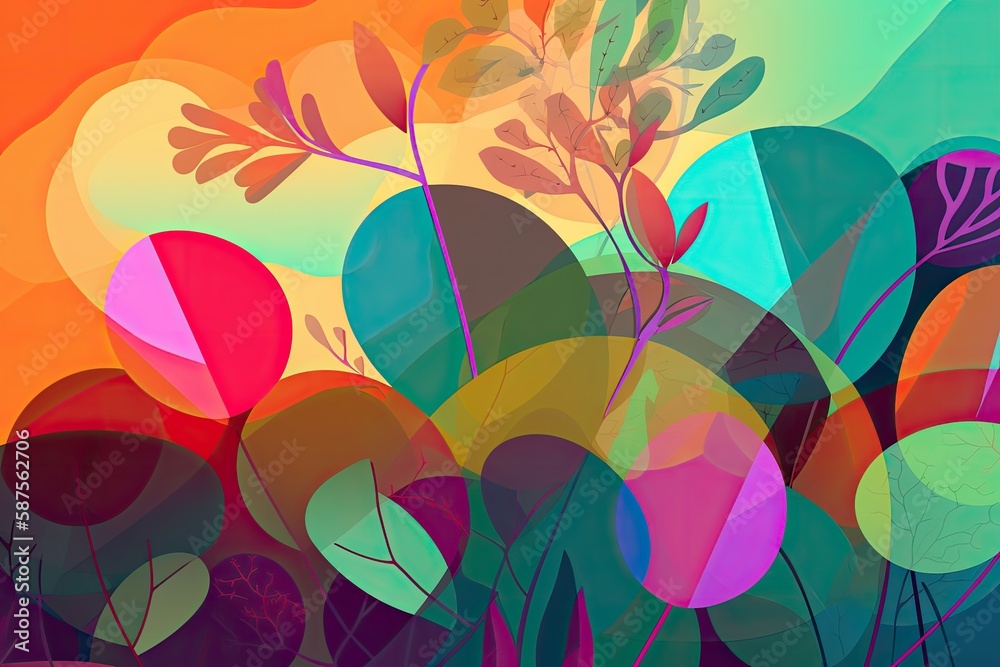 background image with abstract organic shapes that resemble natural forms such as leaves bright colors for a more energetic vibe Generative AI background image with abstract organic shapes that resemble natural forms such as leaves bright colors for a more energetic vibe Generative AI