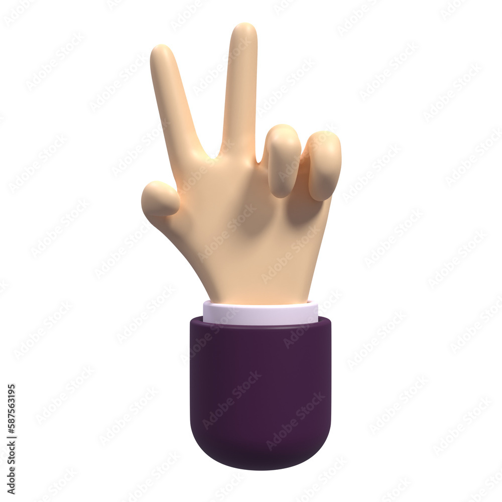 3D Illustration of Gesture Hand