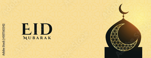traditional eid mubarak elegant banner with islamic artwork