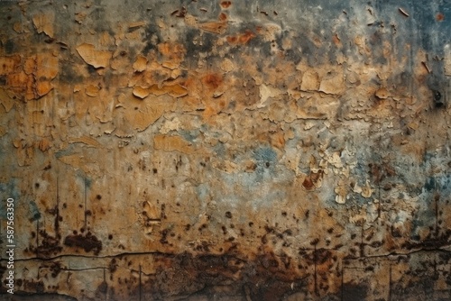 weathered and rusty metal surface with textured details. Generative AI