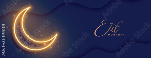 holy festival eid mubarak celebration poster with glowing moon design