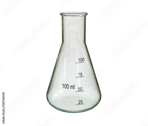 3D illustration of an empty Erlenmeyer flask