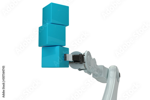 Cropped image of robotic arm holding boxes