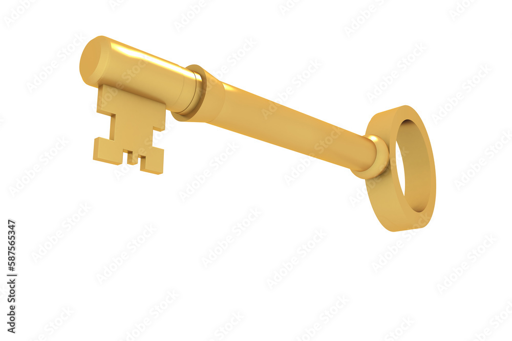 Digitally generated shiny gold key Digitally generated shiny gold key