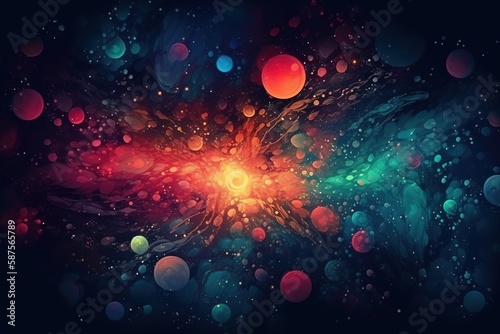 Colorful cosmic illustration background with Generative AI © YandiDesigns