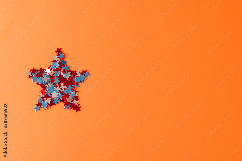 Star formed with red, blue and white stars of flag of united states of america with copy space