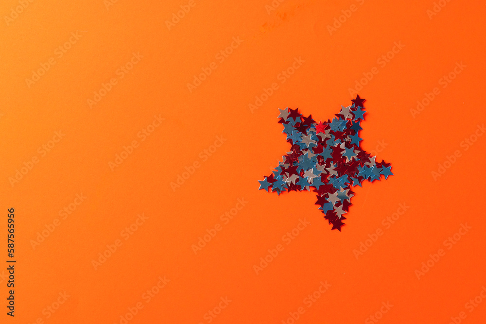 Star formed with red, blue and white stars of flag of united states of america with copy space