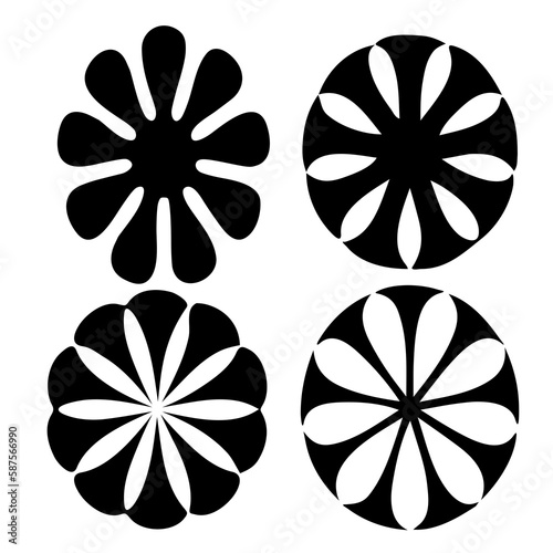 set of flowers icon design
