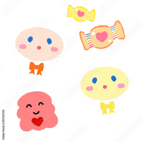 Icon cartoon cute breads and coffee egg flower colorful note template portfolio design by me no background