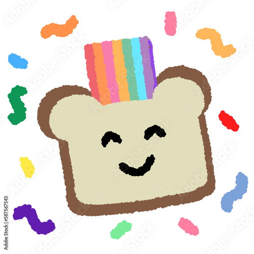 Icon cartoon cute breads and coffee egg flower colorful note template portfolio design by me no background