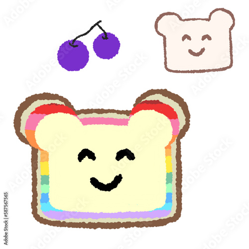 Icon cartoon cute breads and coffee egg flower colorful note template portfolio design by me no background