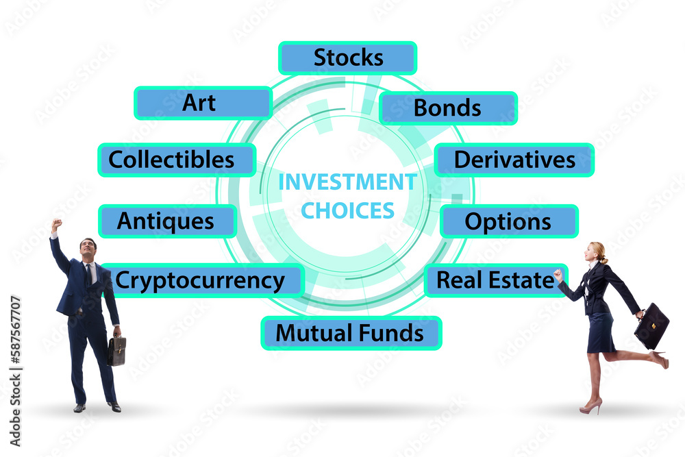 Concept of various financial investment options Concept of various financial investment options