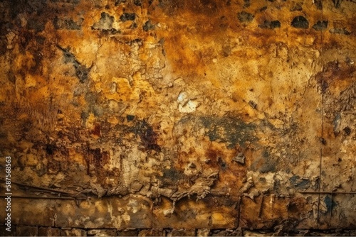 weathered and colorful wall with a rustic look. Generative AI