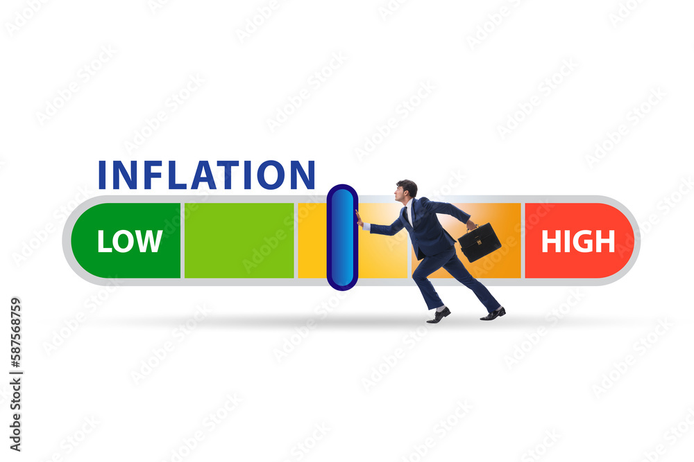 Businessman in the high inflation concept