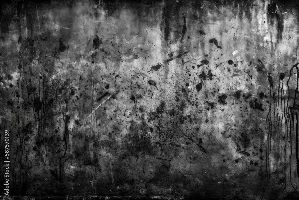 Fototapeta premium textured and worn black and white brick wall. Generative AI