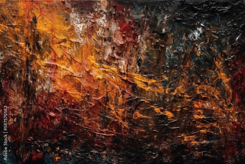 Obraz na plátně abstract painting with warm colors of orange and yellow