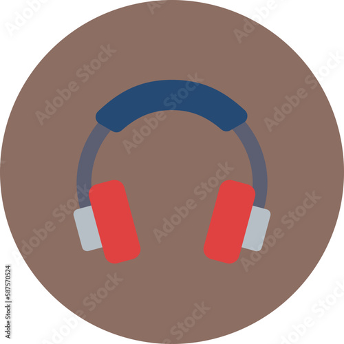 Headphone Multicolor Circle Flat Icon