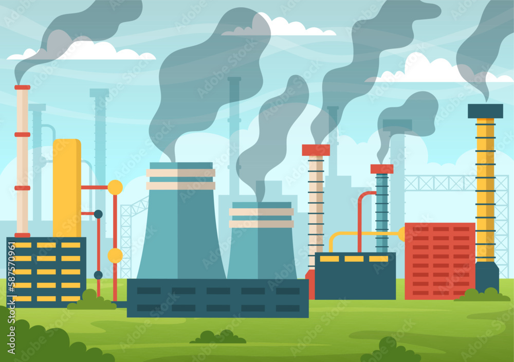 Obraz premium Carbon Dioxide or CO2 Illustration to Save Planet Earth from Climate Change as a Result of Factory and Vehicle Pollution in Hand Drawn Templates