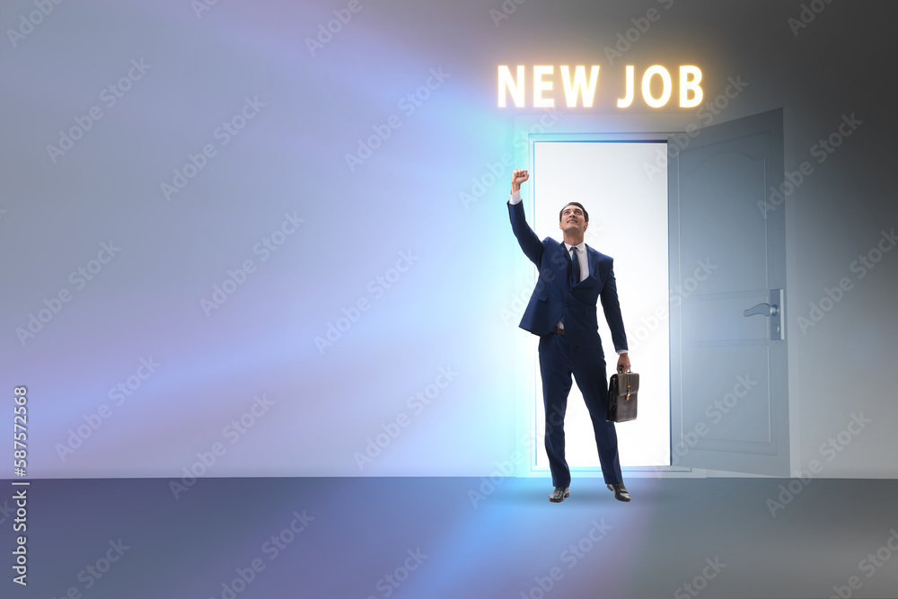 Fototapeta premium New job concept with open door