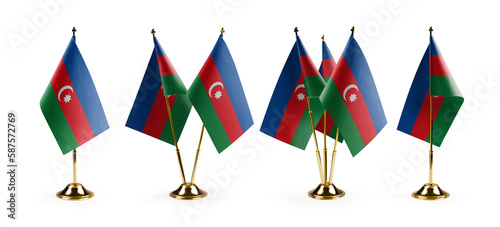 Small national flags of the Azerbaijan on a white background