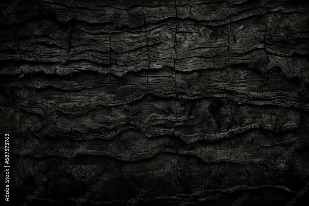 black texture overlay with a natural burnt look, generative ai
