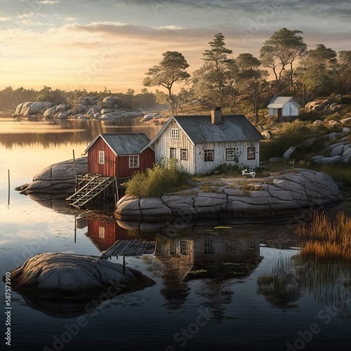 Picturesque red cottage on ...