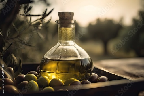 olive oil surrounded by oli...