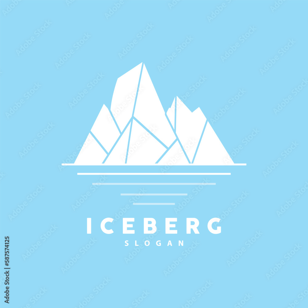 Iceberg Logo, Antarctic Mountains Vector In Ice Blue Color, Nature Design, Product Brand Illustration Template Icon Iceberg Logo, Antarctic Mountains Vector In Ice Blue Color, Nature Design, Product Brand Illustration Template Icon