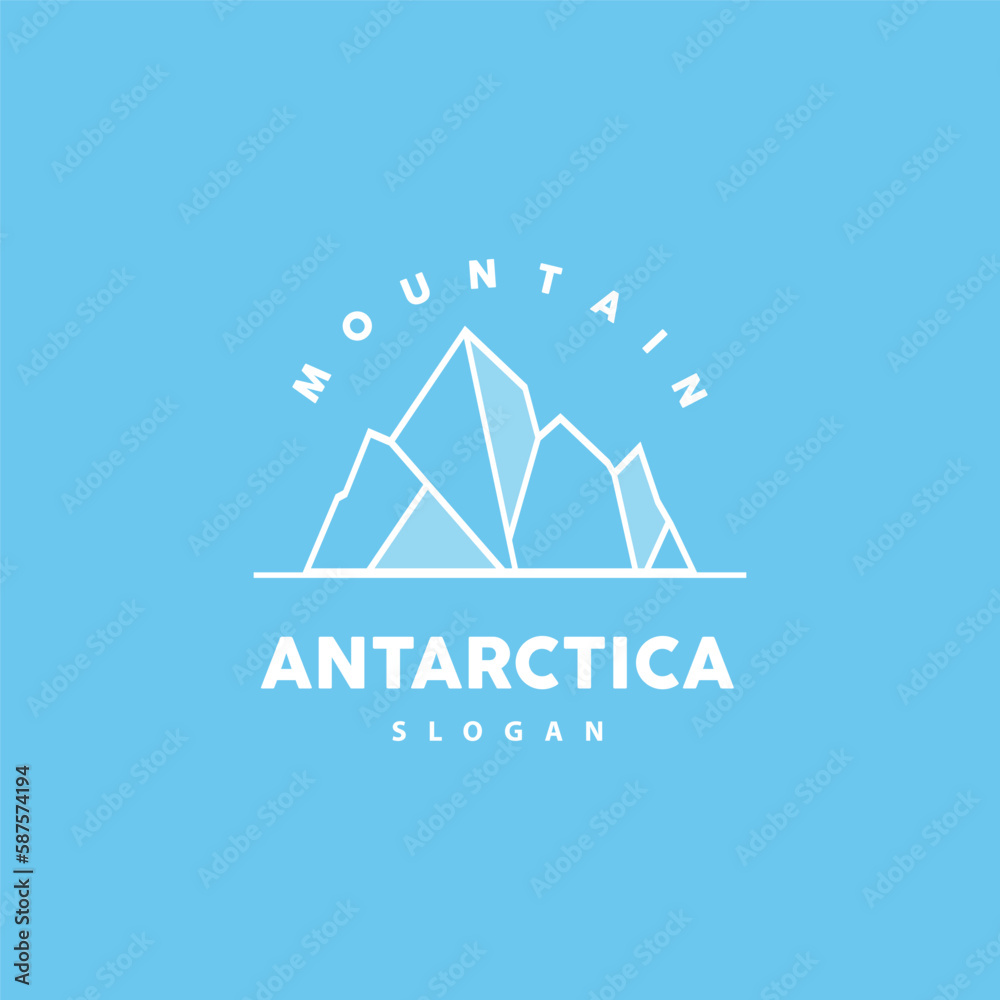 Iceberg Logo, Antarctic Mountains Vector In Ice Blue Color, Nature Design, Product Brand Illustration Template Icon Iceberg Logo, Antarctic Mountains Vector In Ice Blue Color, Nature Design, Product Brand Illustration Template Icon