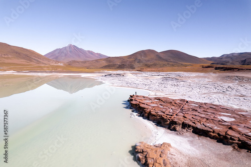 Tableau sur toile Piedras Rojas Red Rocks Lagoon in San Pedro de Atacama Chile