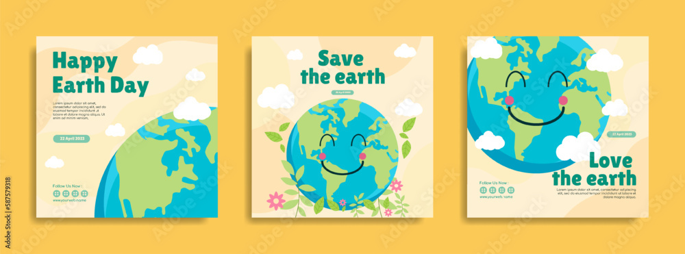 Naklejka premium World earth Day social media post template design