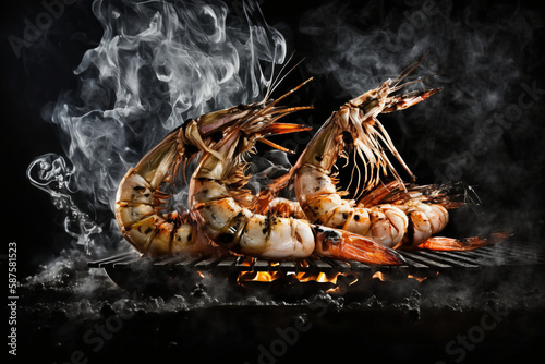 BBQ king prawns generated with Generative AI technology