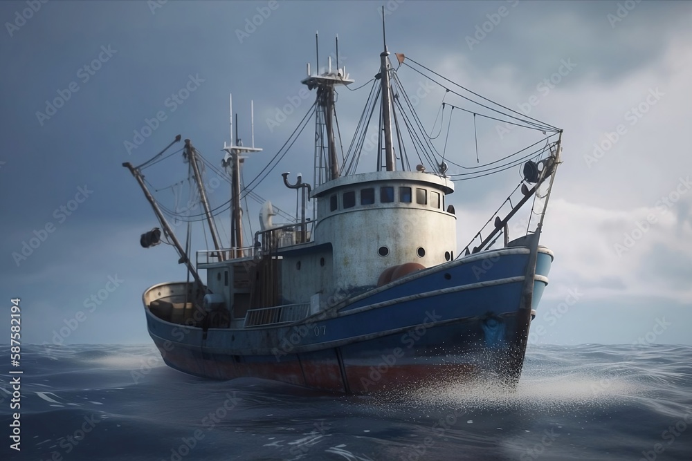 Sailing the Vast Ocean. A Large Fishing Ship on the High Seas Sailing the Vast Ocean. A Large Fishing Ship on the High Seas