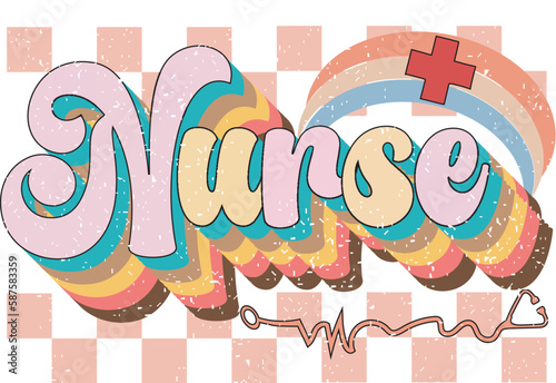 Retro Nurse  Sublimation Design