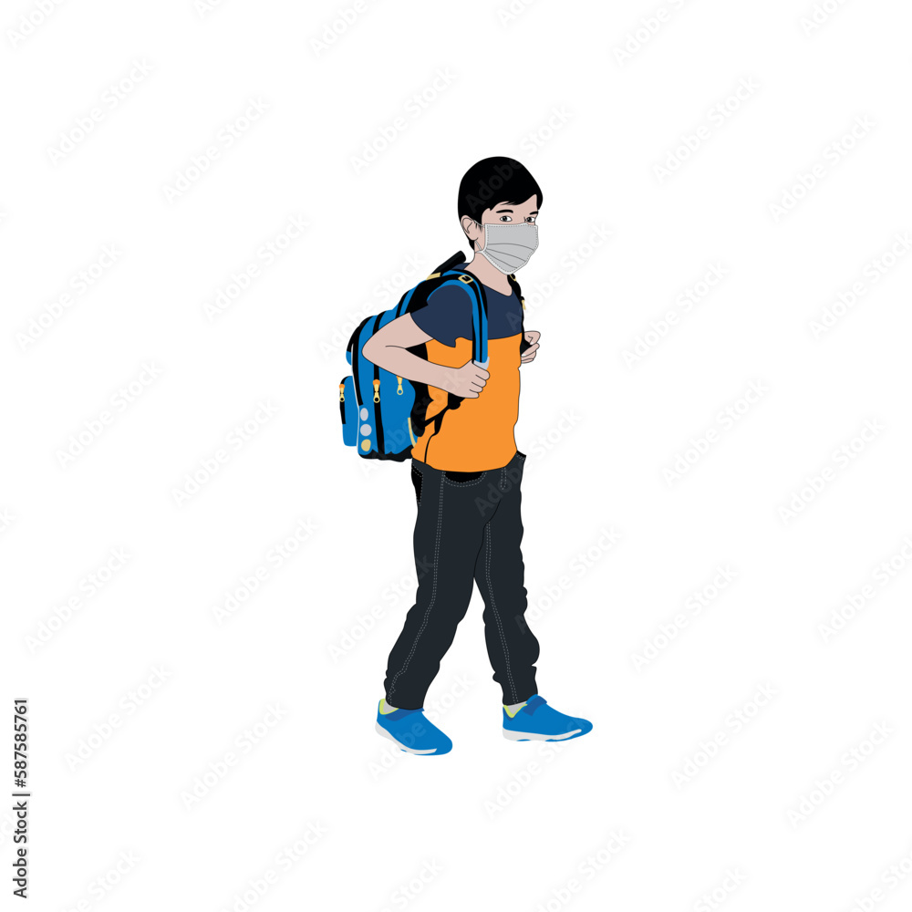 boy with a School bag, august coming back school