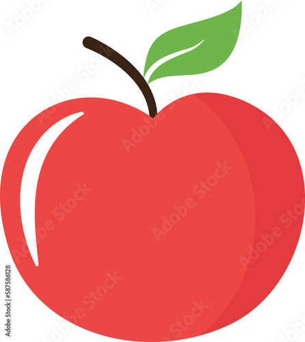 red apple with leaf hand drawn doodle . illustration of Doodle cute for design elements.