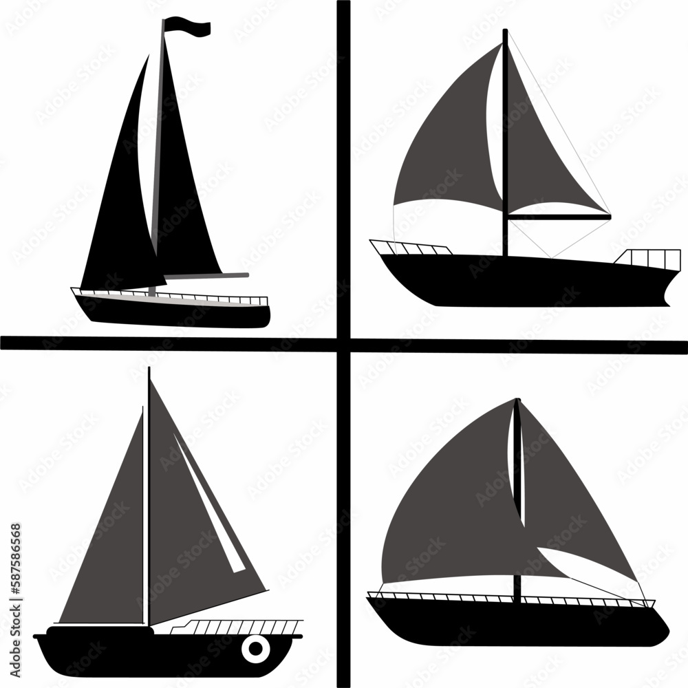 Sailboat vector silhouette, logo, icon