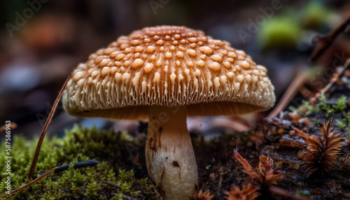 Fly agaric mushroom, poisonous but beautiful cap generated by AI
