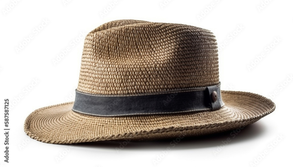 Fashionable straw hat the perfect summer accessory generated by AI Fashionable straw hat the perfect summer accessory generated by AI